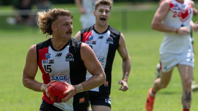 Wyatt Ryan playing in the Southern Districts vs Waratah match in Round 13 of the 2024-25 NTFL season. Picture: Pema Tamang Pakhrin