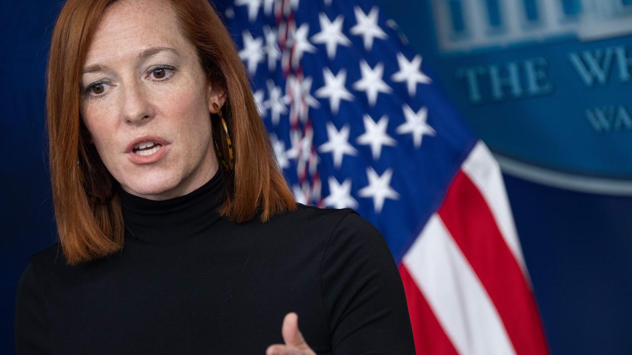 White House Press Secretary Jen Psaki mocked a reporter who asked when workers on the cancelled Keystone XL pipeline would get ‘green jobs’. Picture: Saul Loeb/AFP