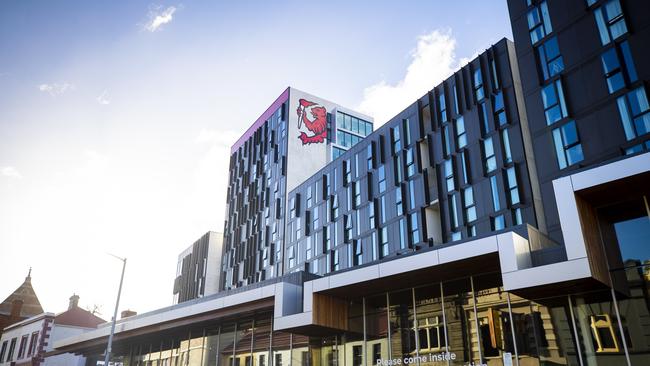 University of Tasmania building and signage, Hobart CBD. Picture: Richard Jupe File / generic / landscape / general view / educations / training / development / city / Hobart /  capital / city deal