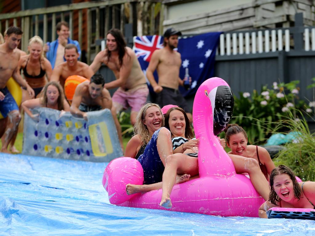 Australia Day 2017 Port Macquarie. Australia Day is celebrated with a giant slip n slide in Port Macquarie. Picture: Nathan Edwards