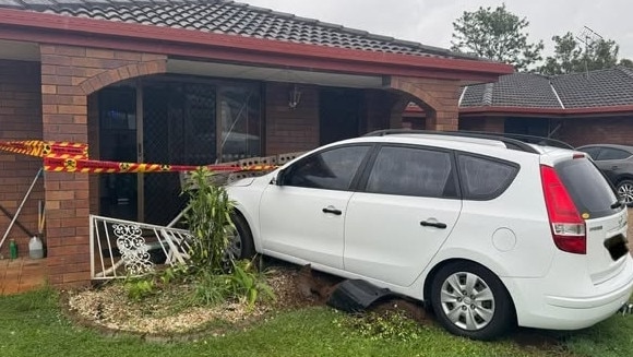 Car crashed into home on Tuesday December 10 2024 at Banora Point. Picture: Fire and Rescue Kingscliff