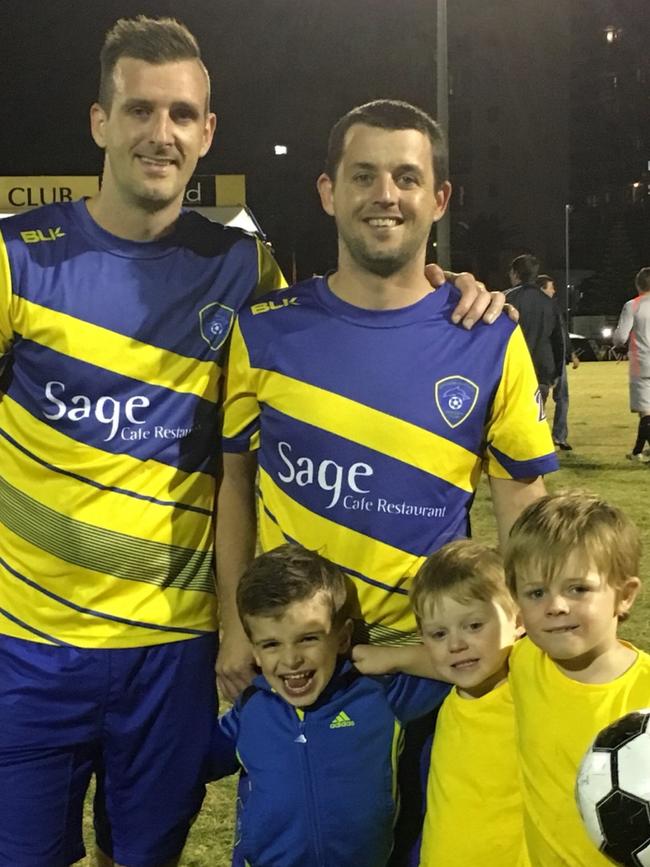 Chris Broadfoot and brother Steve in Broadbeach United colours.