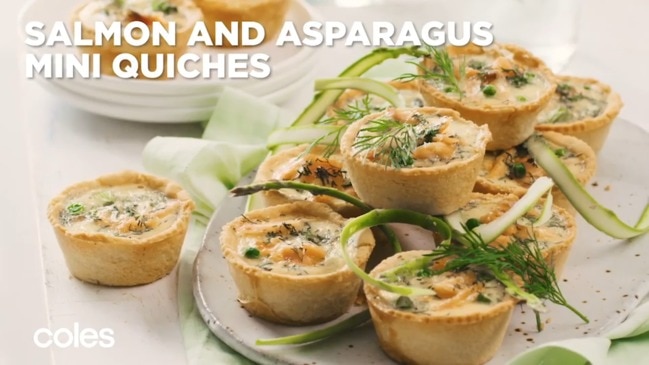 Mini salmon and asparagus quiches recipe