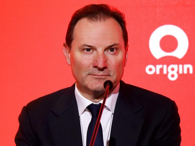 Origin CEO Frank Calabria and at the Origin Energy takeover scheme meeting. The last one was delayed at the last minute. This will be for the vote on the $20bn takeover by Brookfield and EIG. Jane Dempster/The Australian