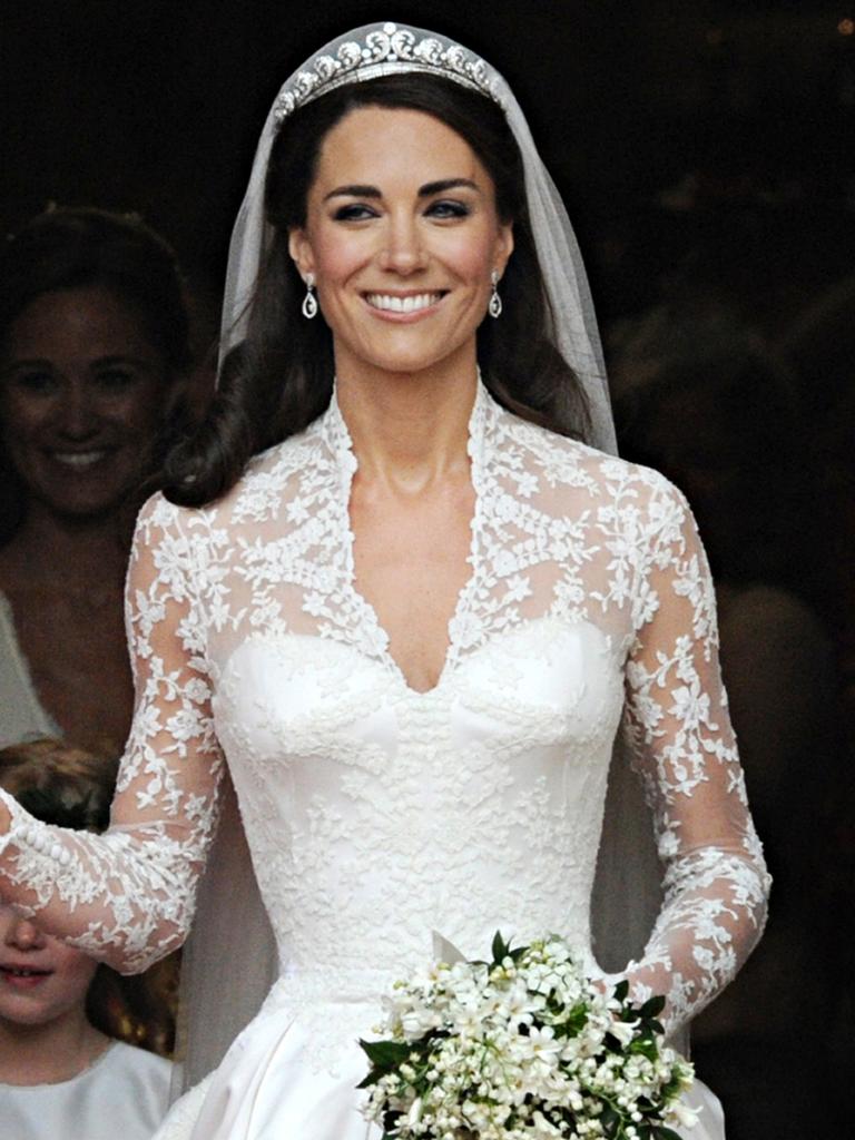 And she wore the Queen's 'Halo' tiara on her wedding day. Picture: Getty Images