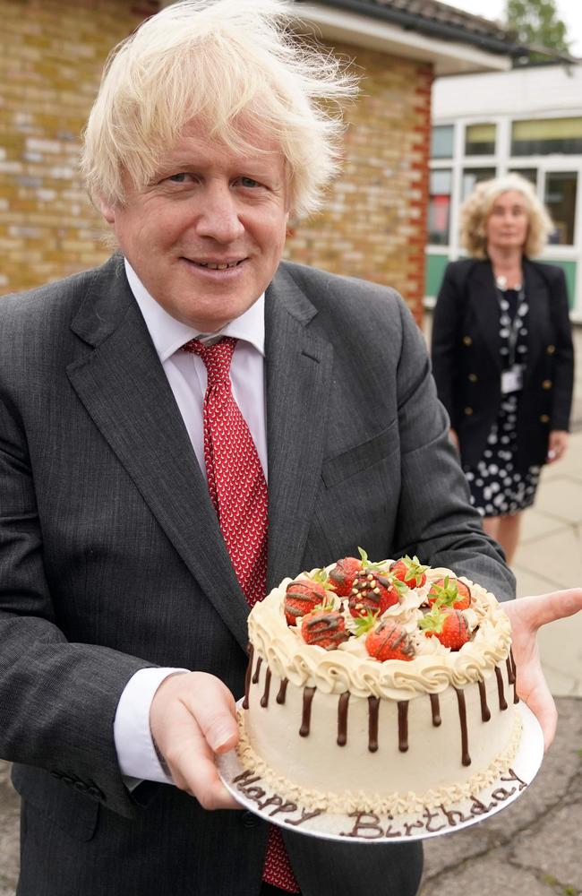 The PM is so determined to lose weight he even skipped a bite of his birthday cake in June. Picture: Andrew Parsons/ 10 Downing Street/ AFP