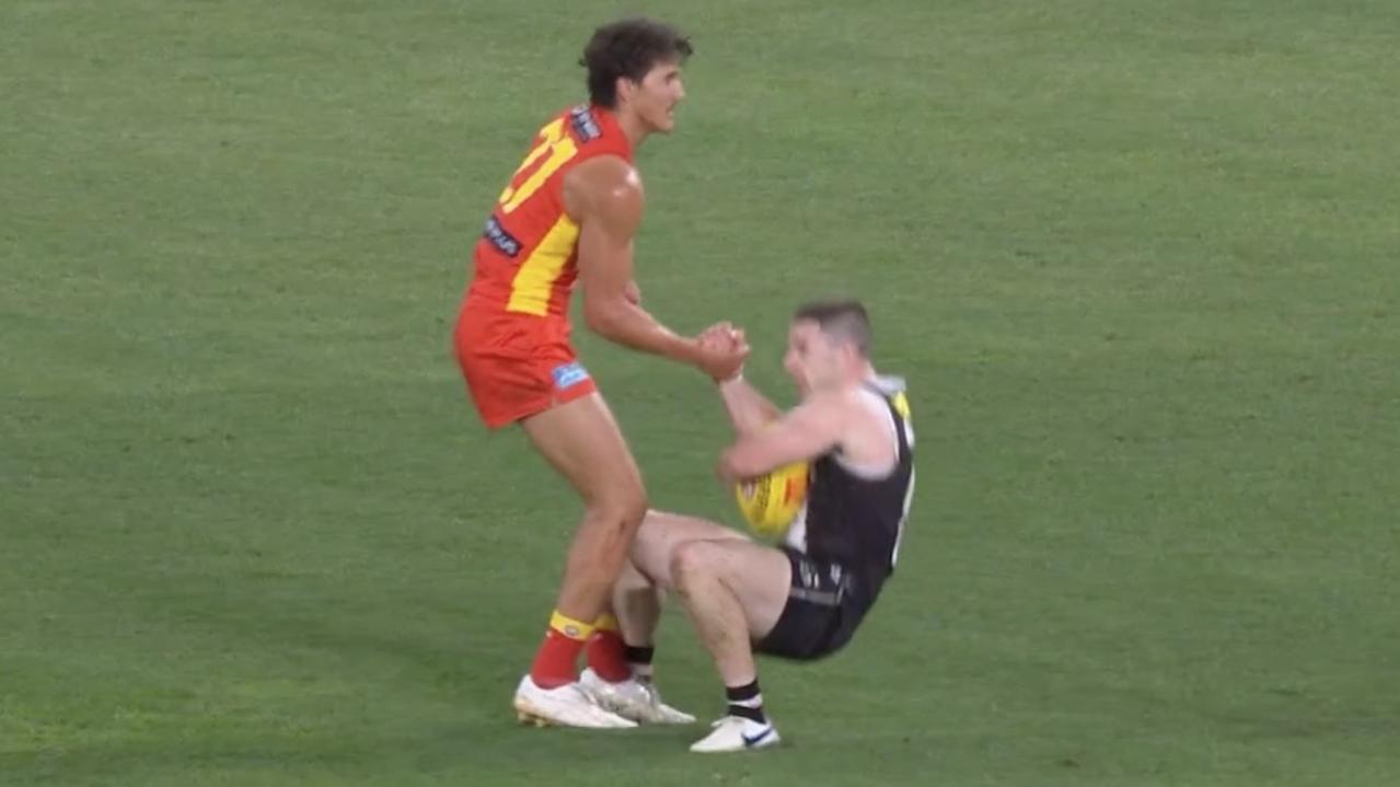 Jack Higgins was helped up by Will Powell.
