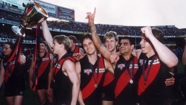 Essendon celebrates its 1993 premiership.