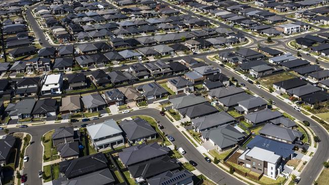 The sprawling new housing estates of Oran Park in Sydney. Picture: Getty Images