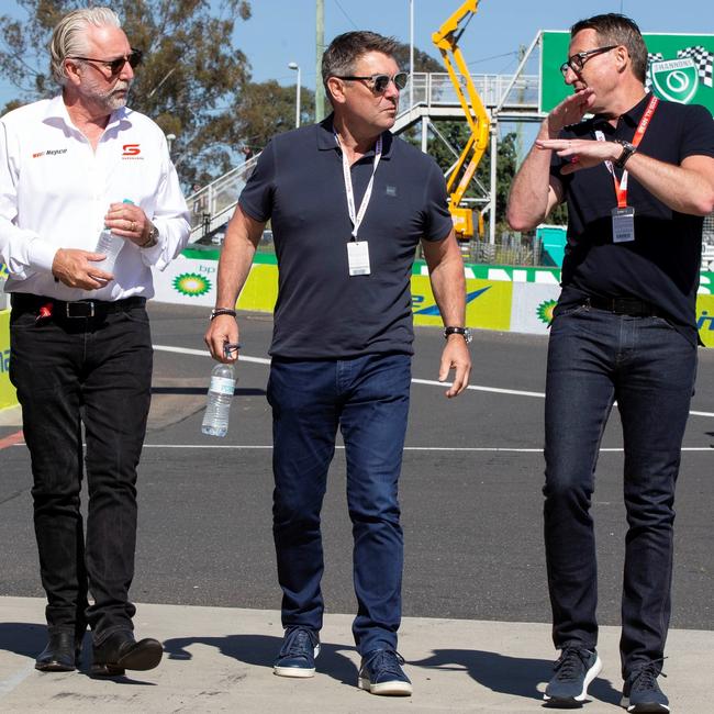 Supercars Australia chief executive Shane Howard, Supercars chairman Barclay Nettlefold and former Supercars driver and commentator Mark Skaife.