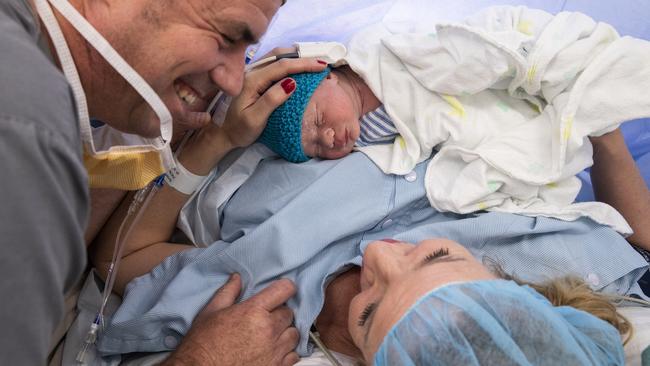 Suvi Mahonen, her husband Luke and their baby, Spencer. Picture: Natalie Grono