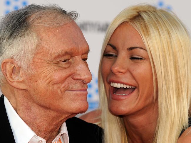 Playboy magazine founder Hugh Hefner and his third wife Crystal Harris. Picture: Gabriel Bouys