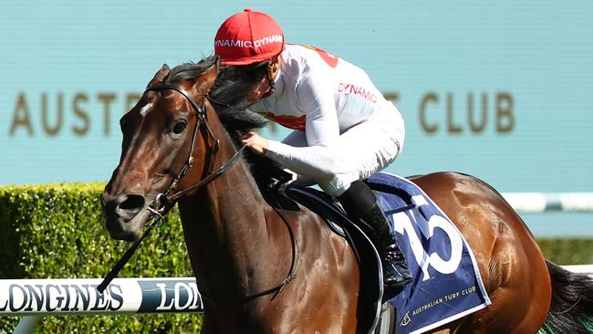 SYDNEY, AUSTRALIA - OCTOBER 14: James Mcdonald riding  I Am Me wins Race 6 Feel New Sydney Stakes during Sydney Racing - TAB Everest Day at Royal Randwick Racecourse on October 14, 2023 in Sydney, Australia. (Photo by Jeremy Ng/Getty Images)