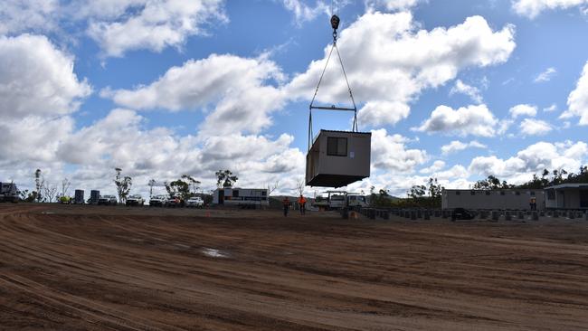 Workers accommodation under construction at the Clarke Creek Wind Farm site.