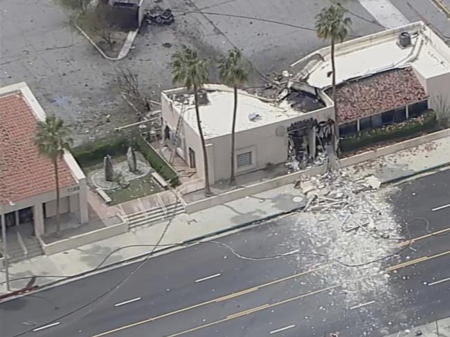 The aftermath of the deadly blast. Picture: ABC7 Los Angeles via AP
