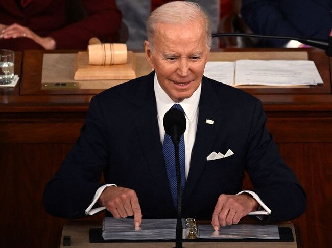 US President Joe Biden delivers the State of the Union address in Washington. Picture: AFP/Getty Images/WSJ