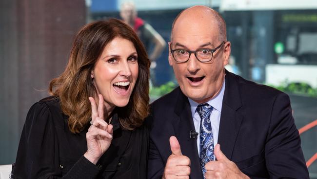 Natalie Barr and David Koch on the set of Sunrise. Pictures: Julian Andrews