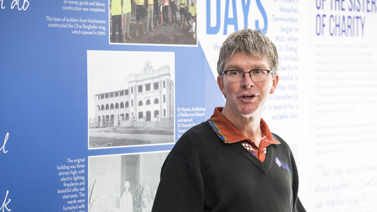 Toowoomba Mission executive Dr Mark Copland at the opening of St Vincent's Private Hospital history wall in the emergency department, Monday, April 11, 2016. Picture: Kevin Farmer