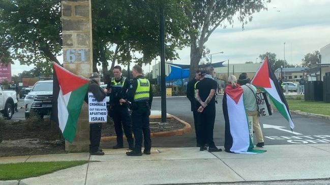 Pro-Palestine protesters outside Carmel School, Perth's only Jewish school. Picture: Australian Jewish Association.