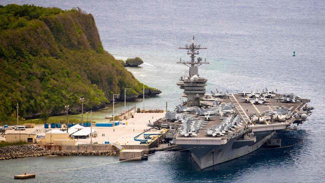 A US aircraft carrier group led by the USS Theodore Roosevelt, above, sailed into the South China Sea on January 23, the same day Taiwan reported Chinese jets and bombers had flown into its airspace. Picture: AFP