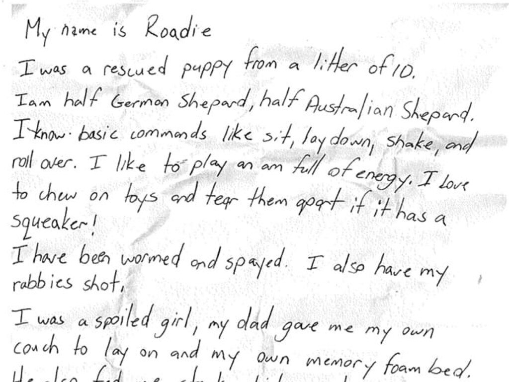 A heartbreaking note was found attached to the dog’s collar. Picture: Facebook