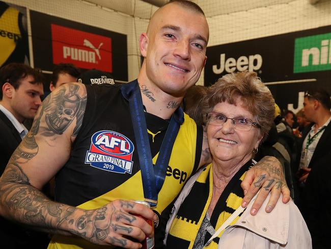 Dusty with his grandmother Lois Knight. Picture: Michael Klein