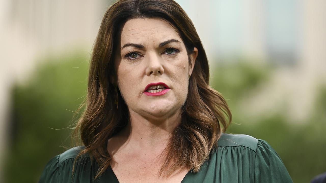 Greens Senator Sarah Hanson-Young, whose party drew almost 20 per cent of first-preference votes in the state seat of Dunstan. Picture: NCA NewsWire / Martin Ollman