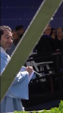 Palestinian Columbia University protester Mohsen Mahdaw graduates after being released from ICE