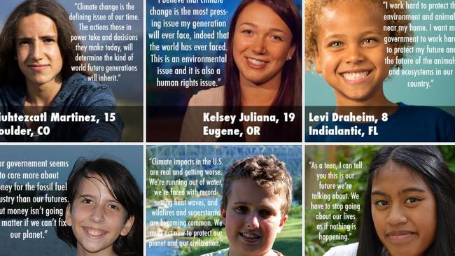 Some of the young people who are suing the US government over climate change. Source: Our Children's Trust.