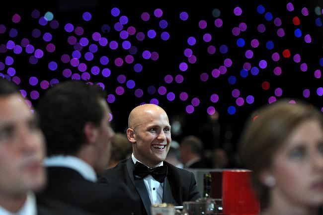 <p>Gary Ablett enjoying the night. Picture: Michael Dodge</p>