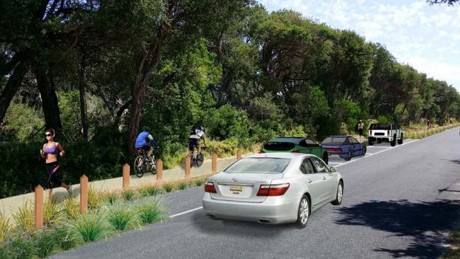 Proposed path and parking bays on Surf Parade in Inverloch.