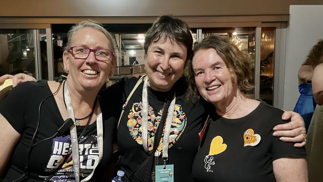 Pauline Rogers, Sandra Naidoo and Sheila Kath are volunteers at the Heart of Gold festival.