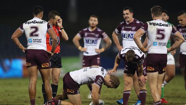 Manly's Tom Trbojevic is set to return from his hamstring injury before finals. Picture: Brett Costello.