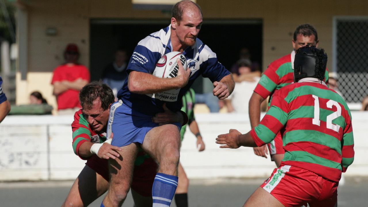 Beerwah captain Grant Young charges at the Nambour line during the 2004 grand final. Picture: Nicholas Falconer