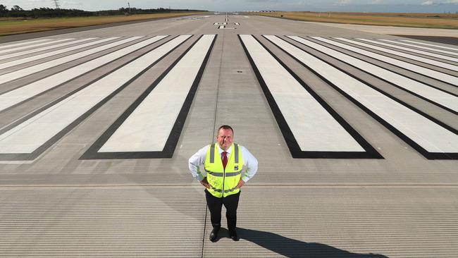 Gert-Jan de Graaff, CEO of Brisbane Airport Corporation, on the finished second runway in 2020. Picture: Lyndon Mechielsen/The Australian