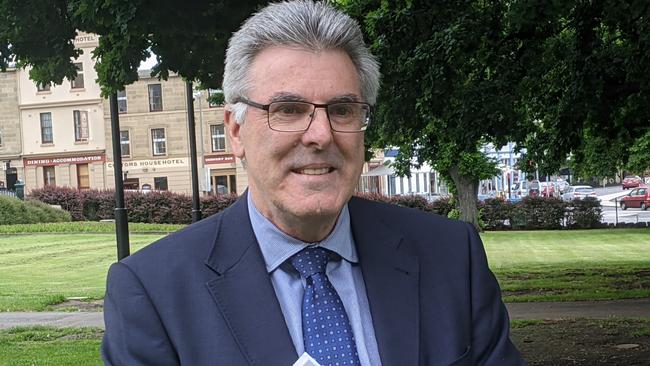 Tasmanian Auditor General Rod Whitehead speaks to the media on Parliament Lawns in Hobart on Thursday November 19, 2020.