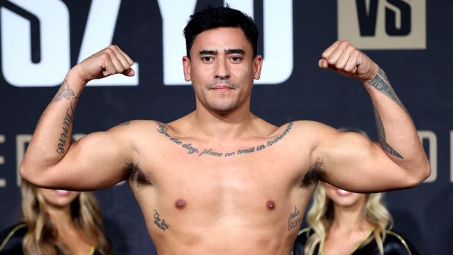 Simi at his weigh-in ahead of his fight against Justin Hodges. Picture: Getty Images