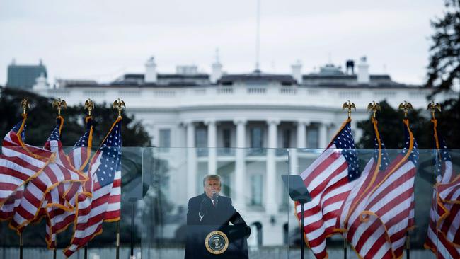 Donald Trump speaks to supporters from The Ellipse near the White House before the riots. Picture: AFP.