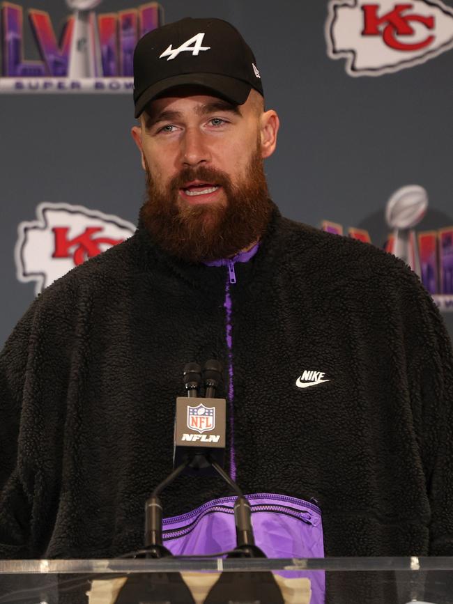 Travis Kelce is playing tomorrow’s Super Bowl. Picture: Getty