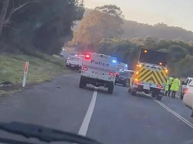 The highway was blocked after the crash. Picture: Sunshine Coast Police Locations