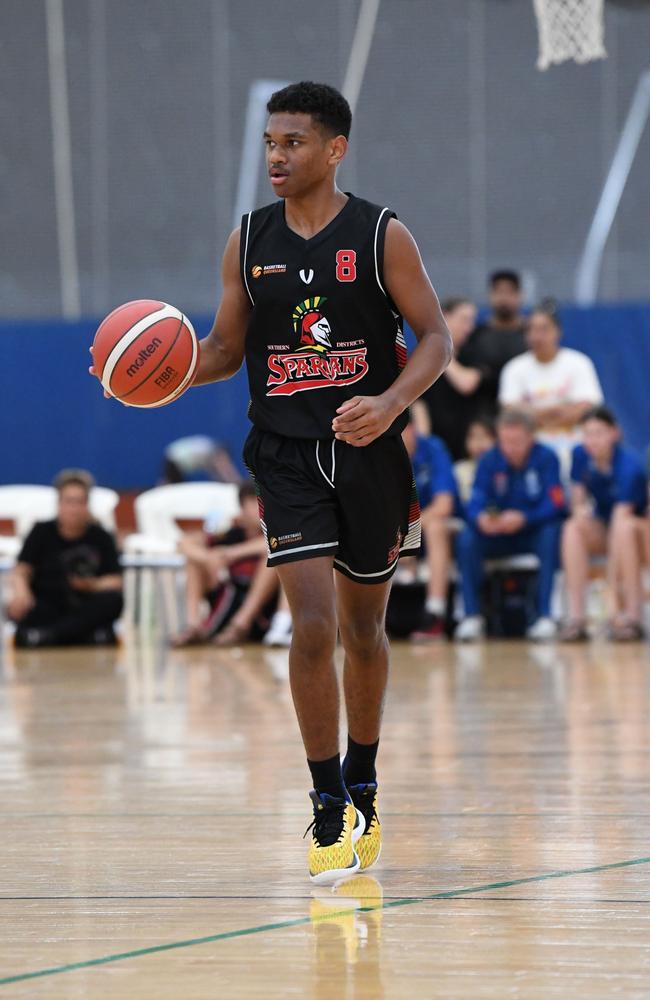 Southern Districts Spartans junior Noah Kirk. Picture: Highflyer Images/Basketball Queensland