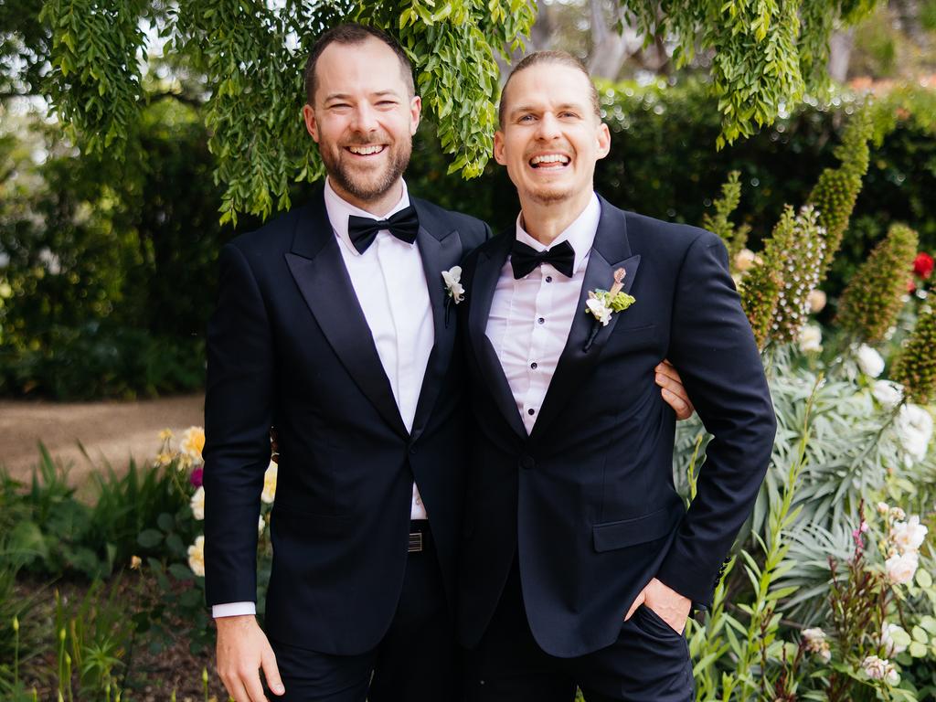 Whitelaw’s KIIS FM co-host Will McMahon was one of his groomsmen. Picture: Mimo Weddings