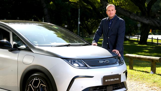 BYD AustraliaÃ highly anticipated new DOLPHIN electric hatchback is set to become AustraliaÃs most affordable EV, EVDirect.com CEO Luke Todd pictured with the new BYD Dolphin EV Fairfield Thursday 22nd June 2023 Picture David Clark