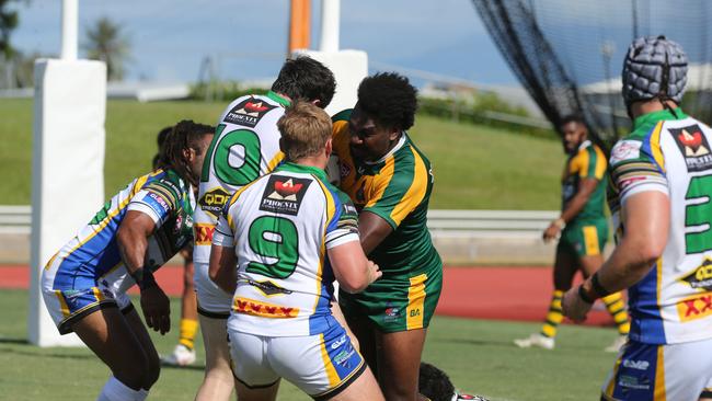 Cairns' Lewis Mene takes a hit-up. Picture: Matthew McInerney