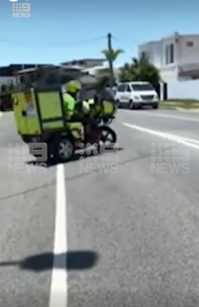 The incident was captured on video and is being investigated by Australia Post. Picture: 9 News Gold Coast