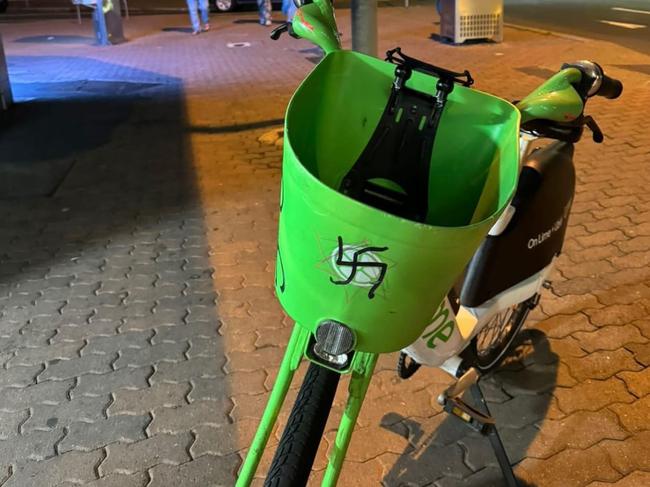 Vandals have defaced the Lime bikes with anti-Semitic graffiti.