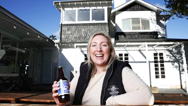 Cascade Brewhouse marketing, events and tourism manager from the Cascade Brewery Emma Gilligan out the front of the brewhouse which is under renovation. Picture: Zak Simmonds