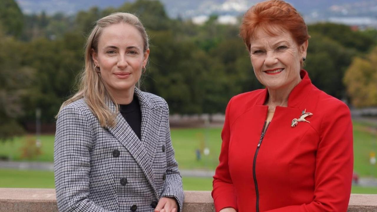 One Nation MLC Sarah Game (left) with party leader Pauline Hanson at Colonel Light's Lookout. Picture: Supplied