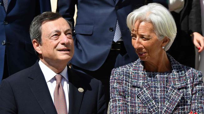 Mario Draghi’s moves set the tone for his successor, Christine Lagarde, who takes over at the ECB on October 31. Picture: AFP