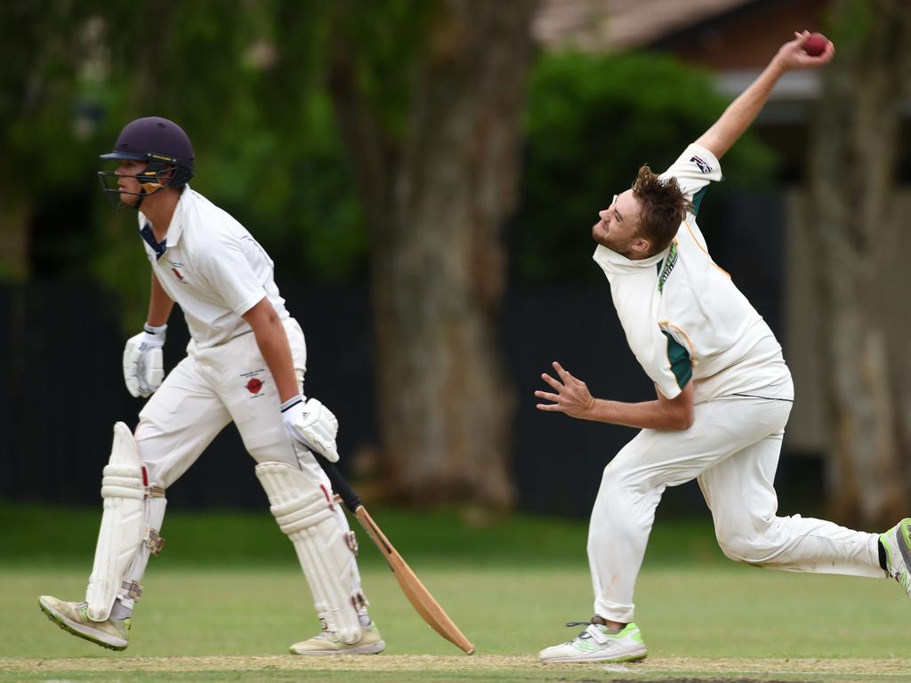 Kookaburra Cup cricket - Queens vs. Mudgeeraba Nerang at Greg Chaplin Oval, Southport. Queens bowler Blake Chapman. (Photos/Steve Holland)